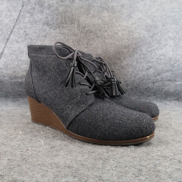 Dr Scholls Shoes Womens 8 Booties Wedge Kennedy Lace Up Comfort Chukka Charcoal - Picture 1 of 16
